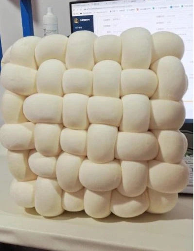 Creative Home Woven Square Plush Cushion in various colours, showcasing novel weaving design