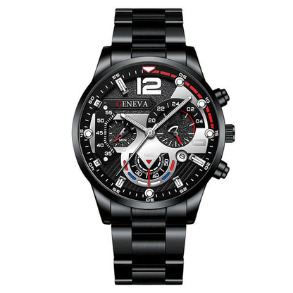 Premium stainless steel men's watch with bracelet in multiple color options