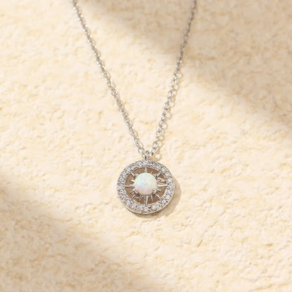 Celtic Moon and Sun Necklace in silver with opal accents, elegant fashion jewelry