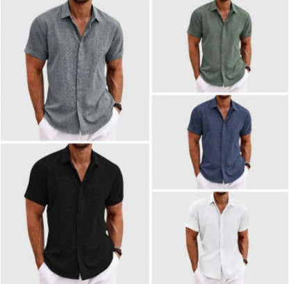 Men's stylish loose linen short-sleeved t-shirt in various colours
