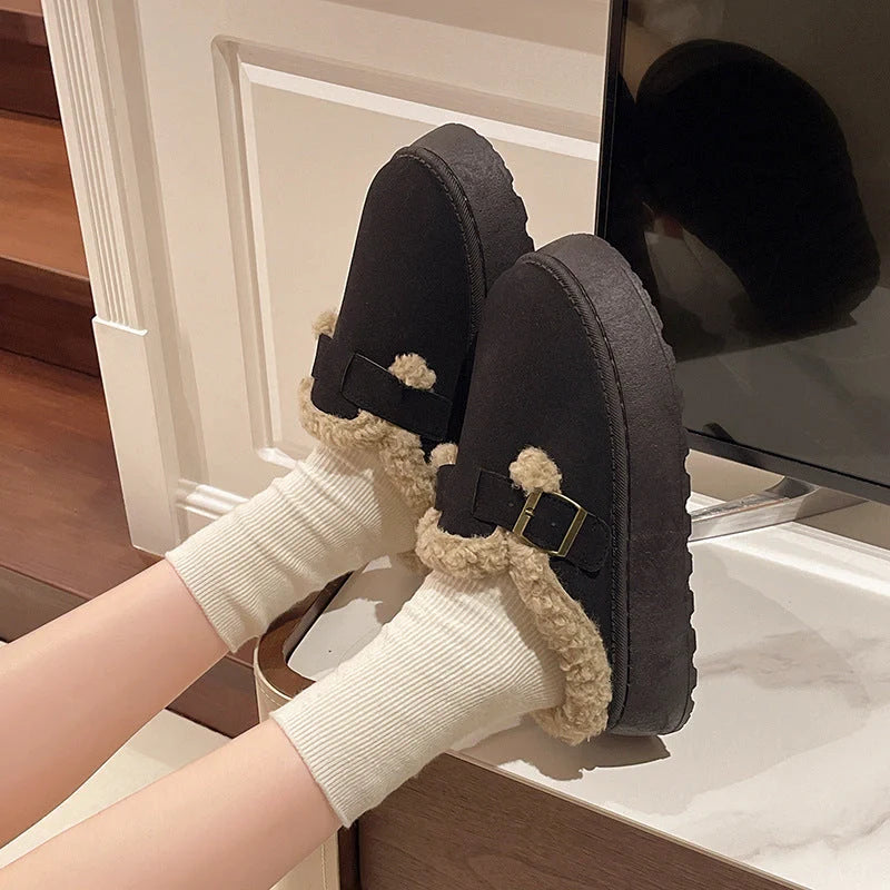 Luxury winter women's plush retro bean boots in various colours