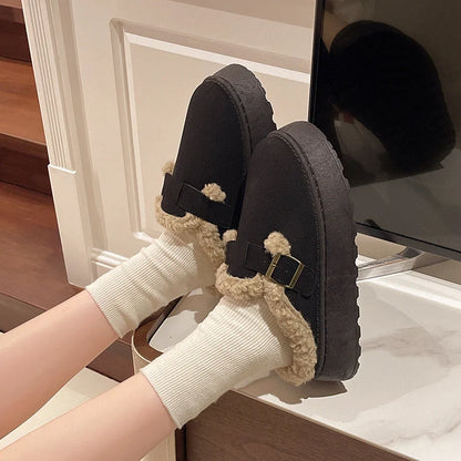 Luxury winter women's plush retro bean boots in various colours
