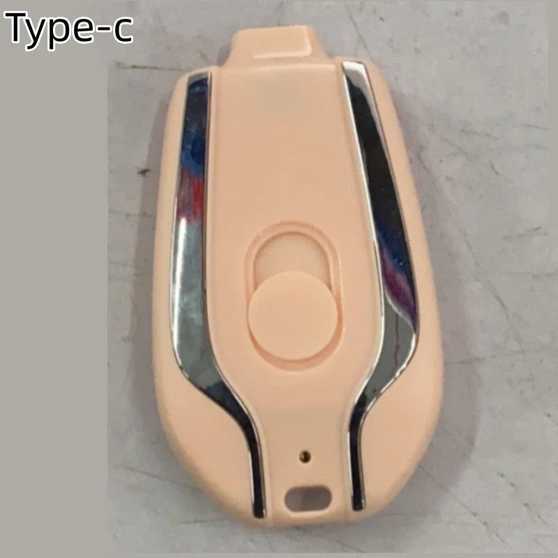 A compact, 1500mAh portable power bank with a keychain design, featuring a waterproof and durable construction for on-the-go charging of smartphones, tablets, and other USB-powered devices.