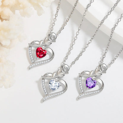 Elegant rose heart-shaped rhinestone necklace for women, perfect as a Valentine's Day gift.