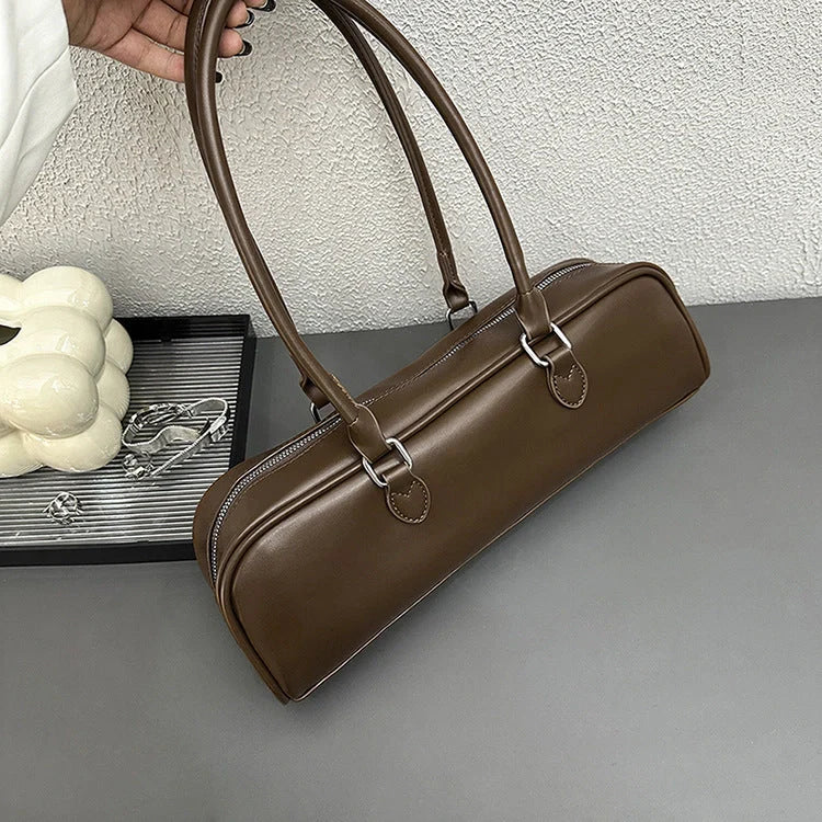 Stylish retro PU women's stick bag in white, silver, black, and brown for leisure and daily use