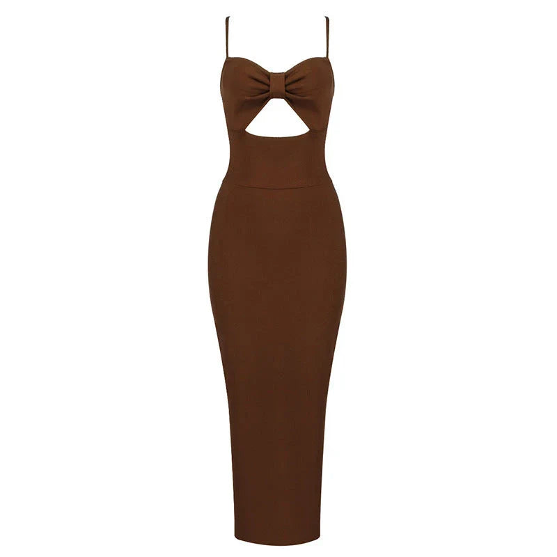 Elegant halter neck bandage dress in various colours with a unique hollow waist design