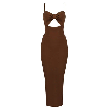 Elegant halter neck bandage dress in various colours with a unique hollow waist design
