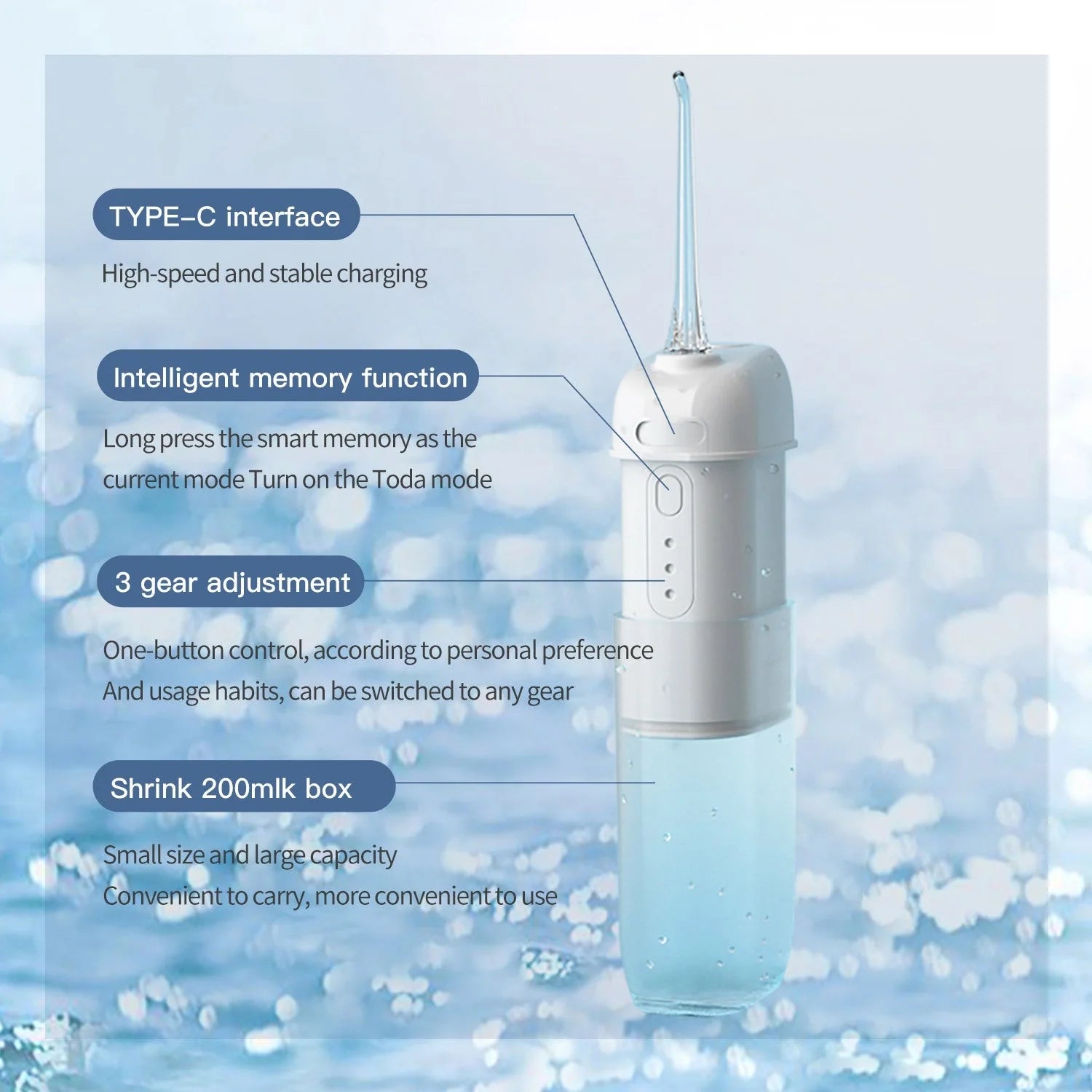 Portable Electric Oral Irrigator with high-pressure pulse technology for deep teeth cleaning