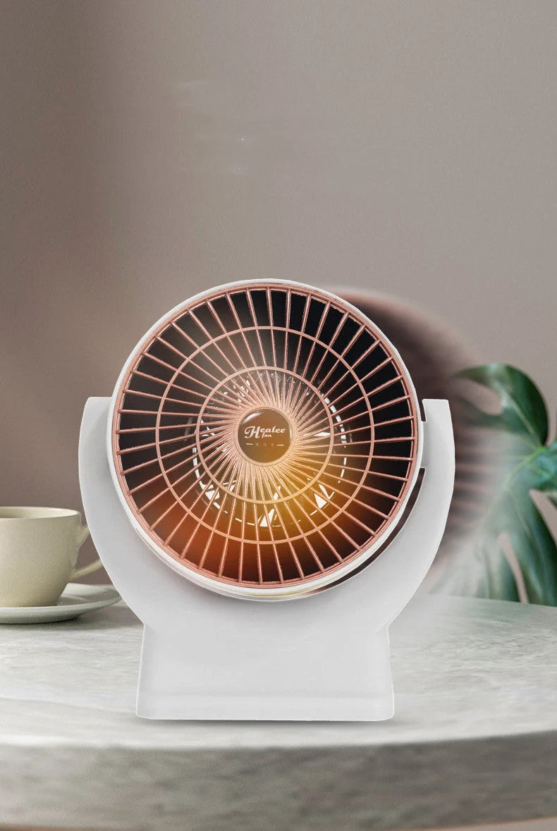 Desktop Mini Mute Household Heater in white and red, compact size for small spaces