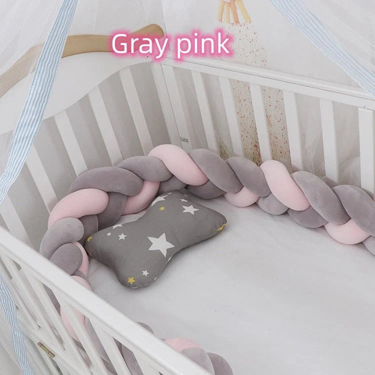 Baby Bumper Bed Braid Knot Pillow Cushion for infant crib safety in various colours