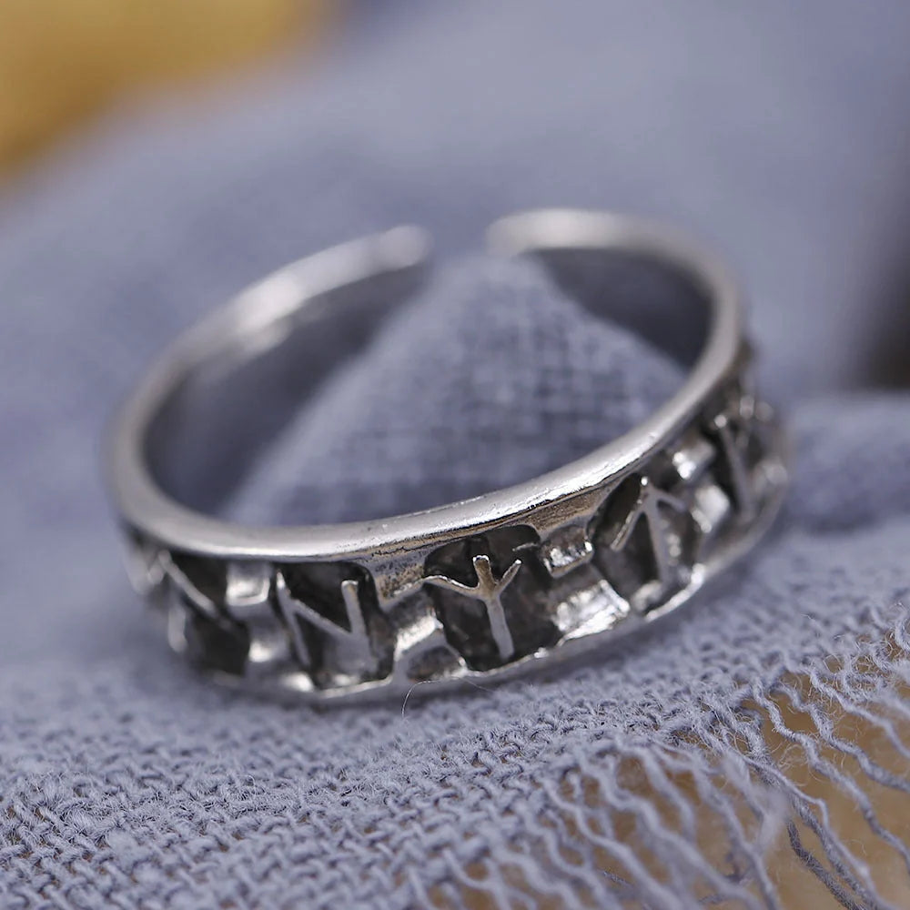 Vintage Geometric Adjustable Ring for Men in ancient silver finish