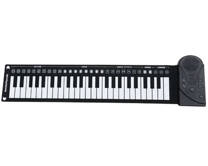 Portable 88-key digital roll-up piano with built-in speakers, rhythms, and sound effects for musical exploration