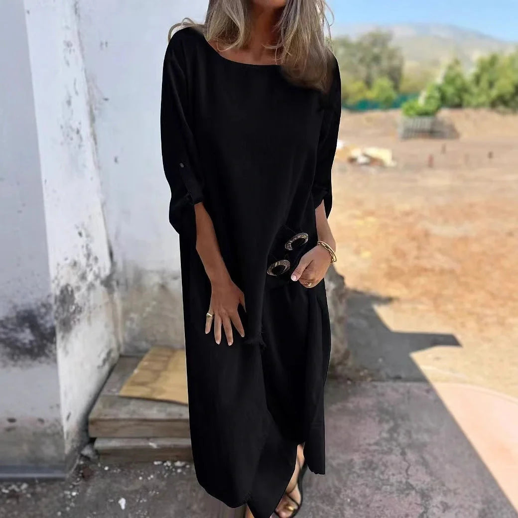 Women's loose irregular long suit set with geometric design and wide-leg trousers