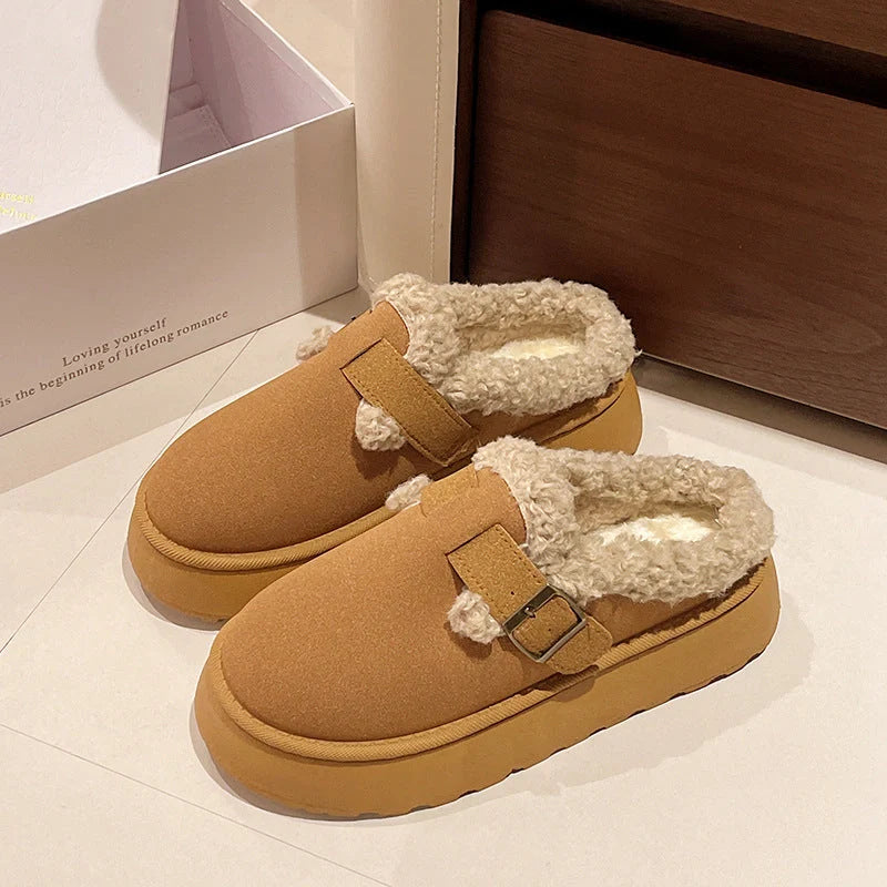 Luxury winter women's plush retro bean boots in various colours