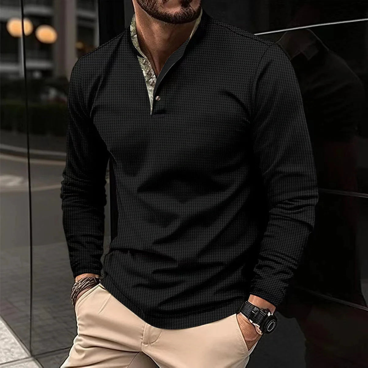 Men's stylish double layer lapel polo shirt in various colours