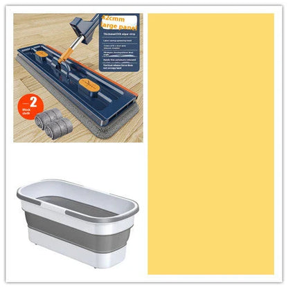 Premium 360° Rotating Flat Mop with Stainless Steel Handle and Self-Dewatering Scraper for Effortless Floor Cleaning