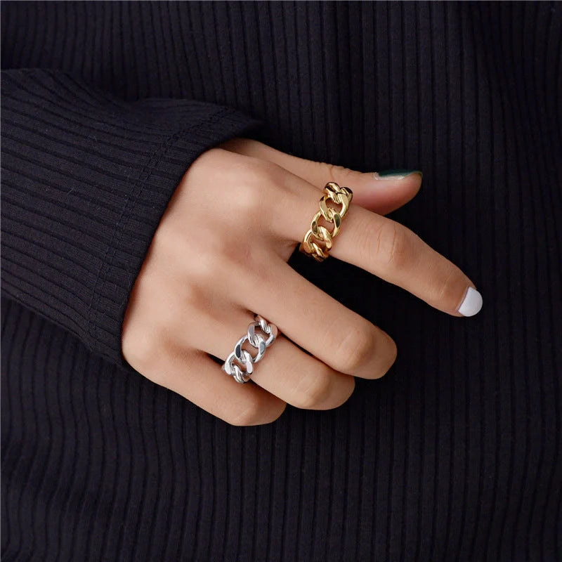 Adjustable aluminium alloy ring chain with golden or silvery electroplated finish