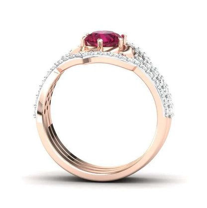 Rose gold floral engagement ring set with elegant design and premium materials