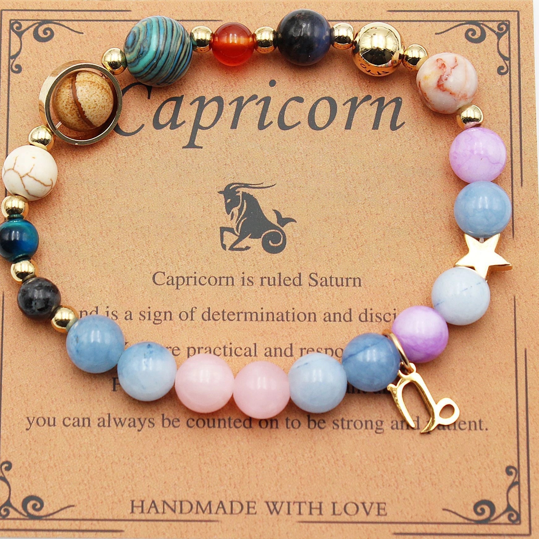Morgan Stone Beaded Bracelet with twelve constellation designs