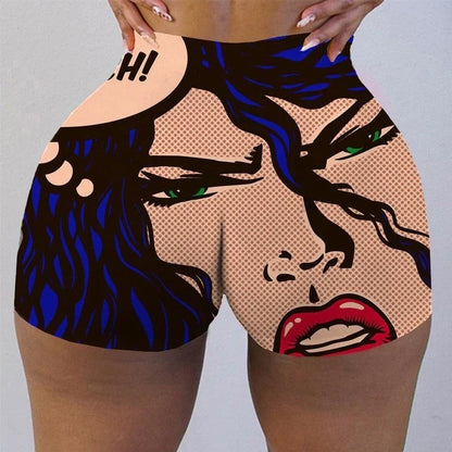 Plus size cotton graphic biker shorts in multiple colours