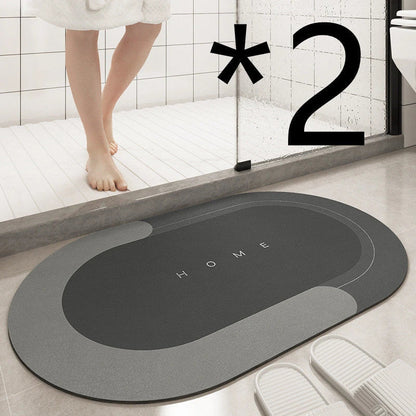 Plush, machine-woven bathroom mat with non-slip surface, available in rectangle and oval shapes in a variety of colours.