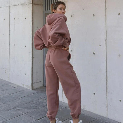 Stylish Autumn & Winter Women's Casual Hoodie Coat Outfit in various colors and sizes