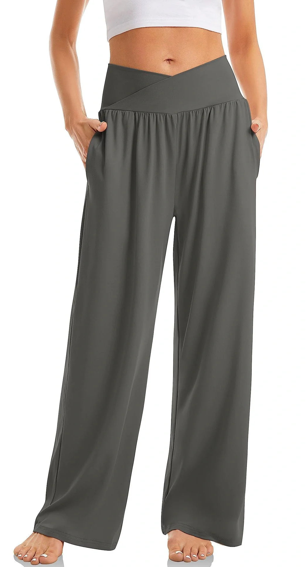 Women's Cross-Waist Yoga Trousers in various colours for comfort and style