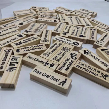 Couple's Intimacy Block Tower Game in natural wood colour, 48 pieces