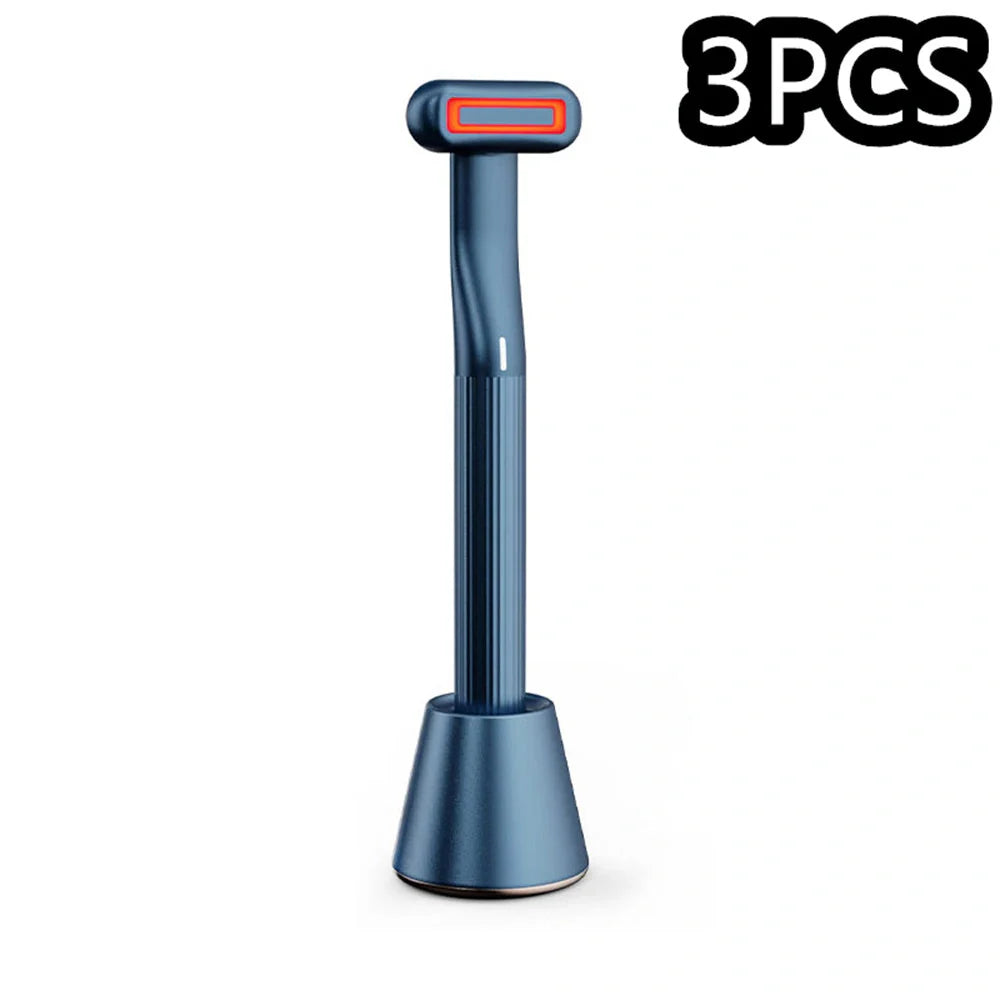 360 Degrees Rotary Eye Massage Wand with Red LED Light and Therapeutic Warmth for skincare