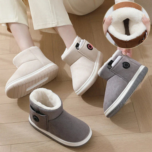 Cosy cotton heating boots with temperature regulation technology, perfect for keeping feet warm during the British winter