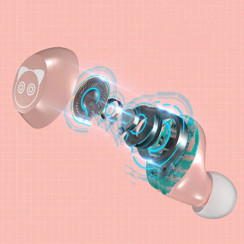 Pink wireless Bluetooth headset with rechargeable battery and stereo sound