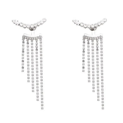 Sterling silver zircon fringe earrings for women, elegant and sparkling jewellery.