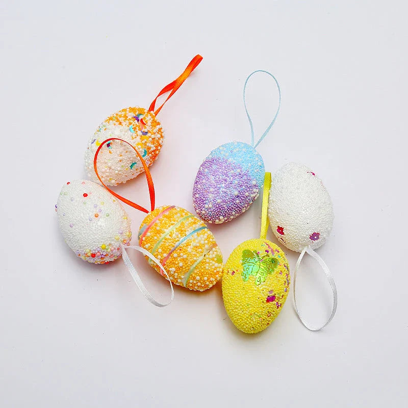 Colorful DIY Easter egg hanging decorations in various sizes and styles, perfect for springtime displays and celebrations.