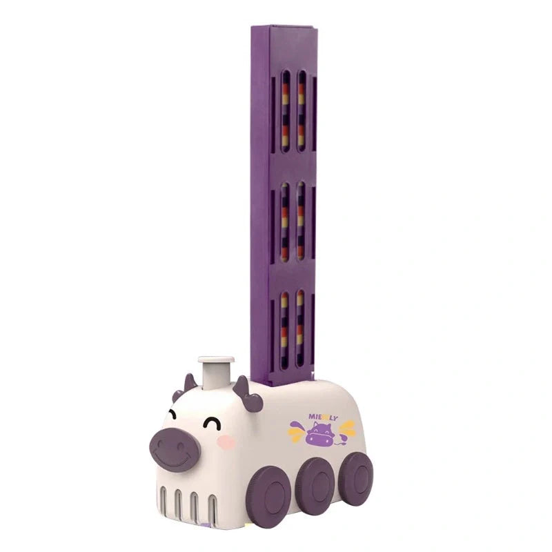 Electric domino train toy set with colorful blocks for kids