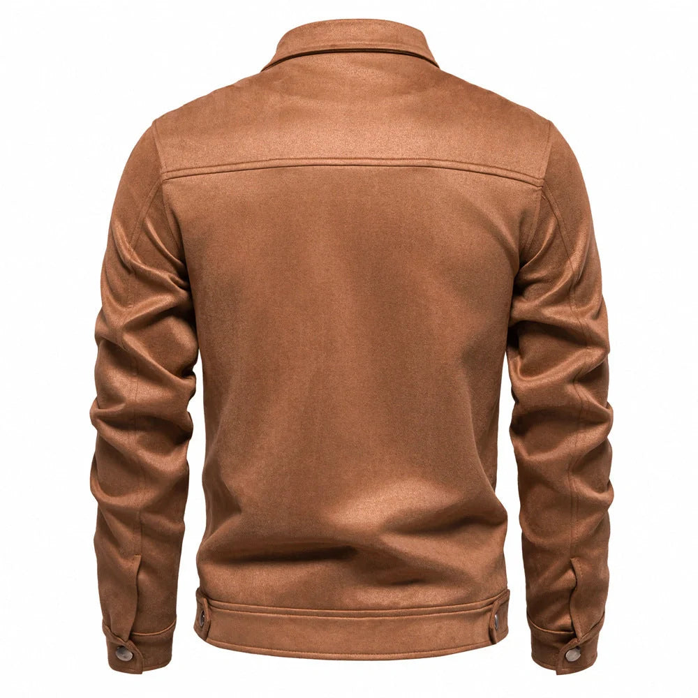 Men's suede lapel zipper jacket in various colours for autumn and winter wear
