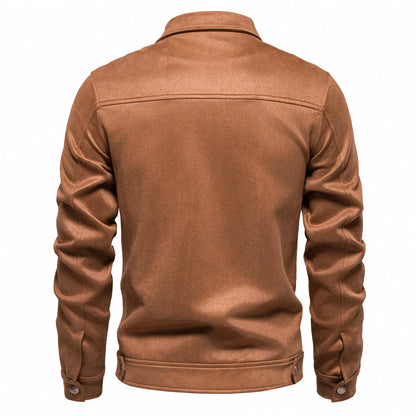 Men's suede lapel zipper jacket in various colours for autumn and winter wear