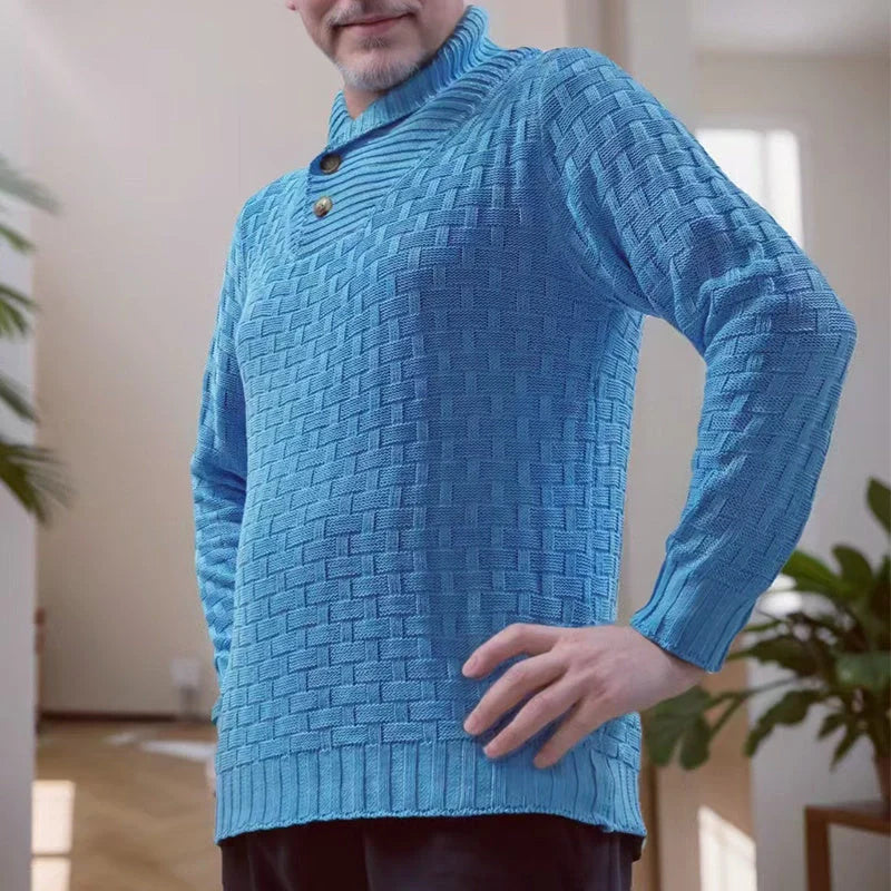 Men's slim button turtleneck sweater in various colours for stylish winter wear