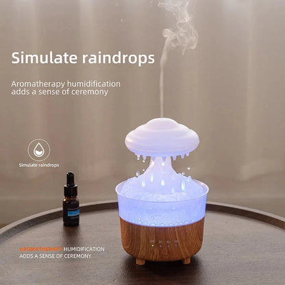 Rain Cloud Humidifier with Soothing Raindrop Sounds, Mood Lighting, and Essential Oil Diffuser