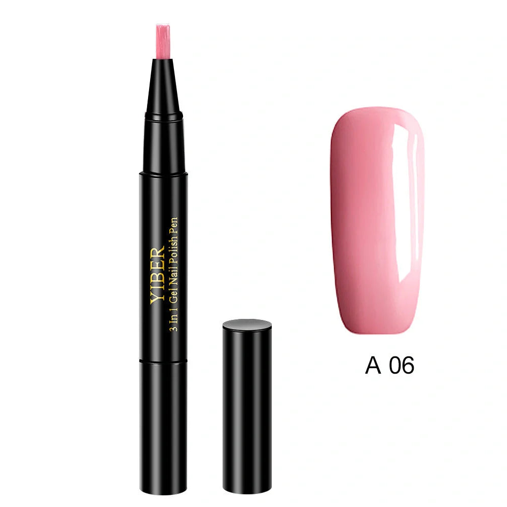 3-in-1 Gel Nail Varnish Pen with Glitter for easy one-step nail art