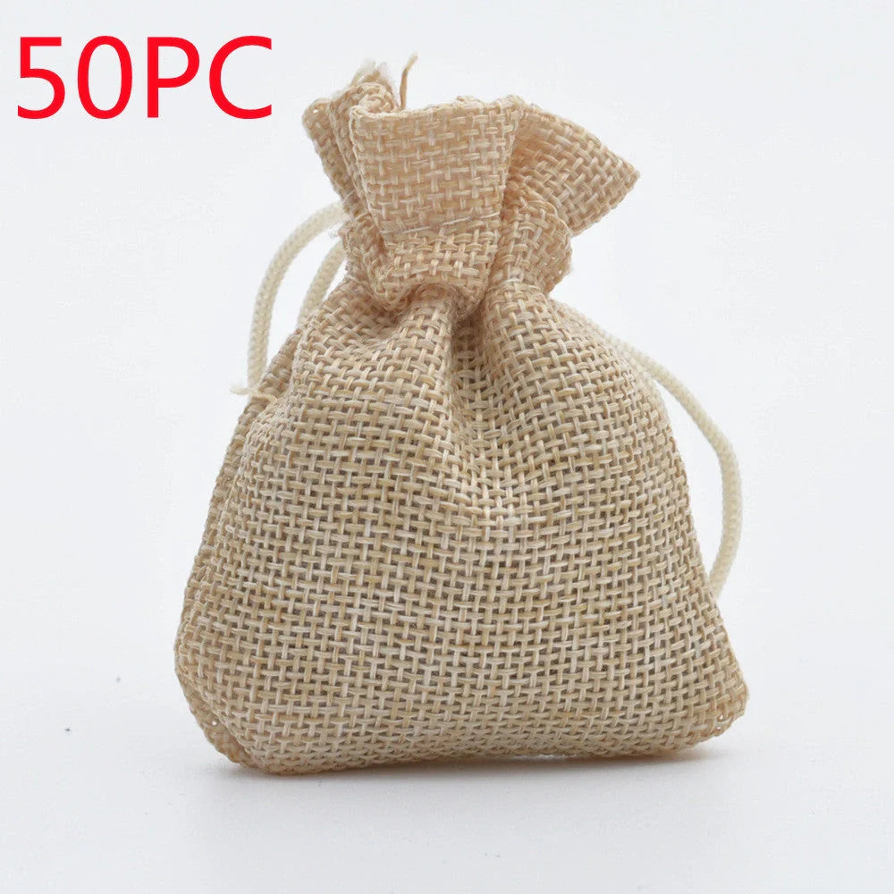 Mini linen drawstring jewelry gift bags in various colours