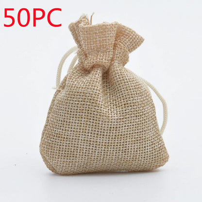 Mini linen drawstring jewelry gift bags in various colours