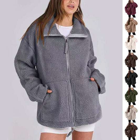 Classic padded fleece jacket in various colours for women, featuring a zip-up design and pockets