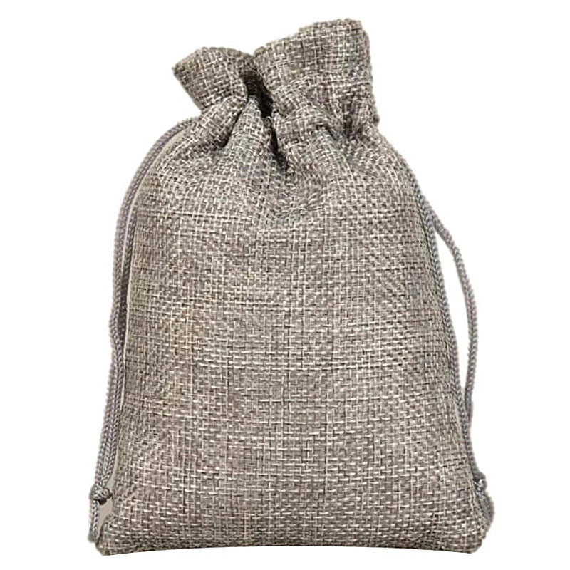 Mini linen drawstring jewelry gift bags in various colours