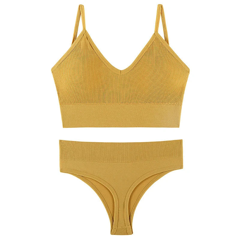 Wireless French triangle cup bra set for small chest push-up in various colours