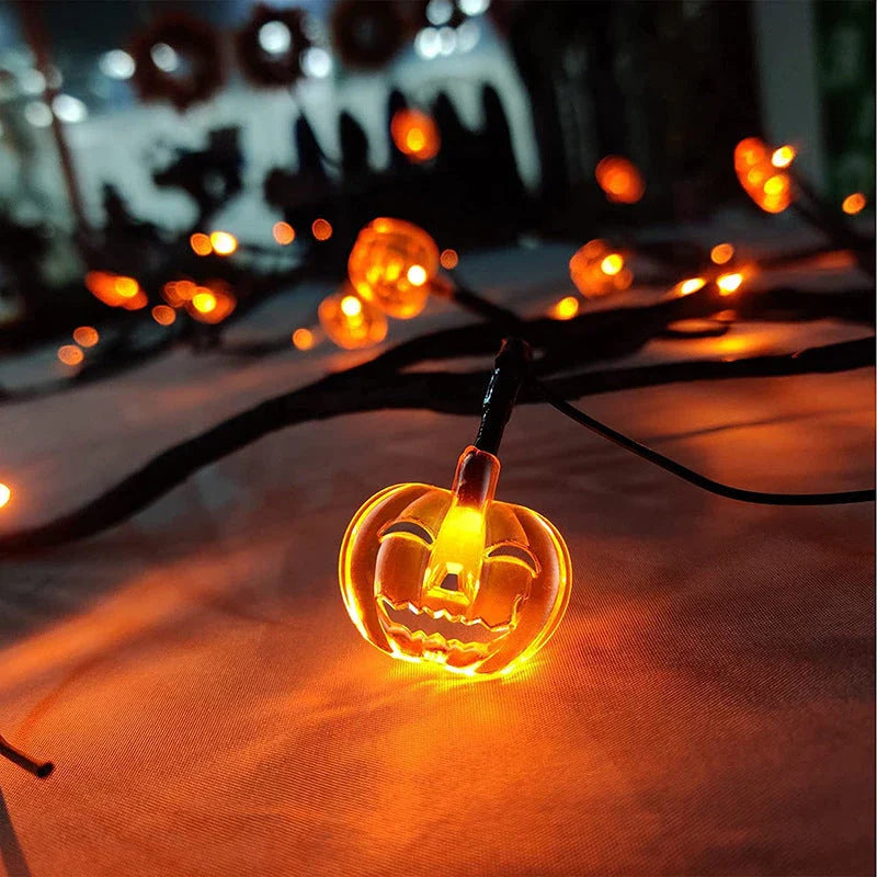 Spooky Halloween vine lights with cartoon bats and pumpkins for festive indoor and outdoor decor