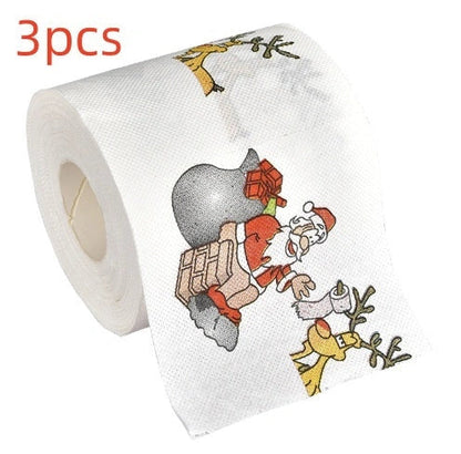 Christmas themed toilet roll with Santa Claus and holiday designs