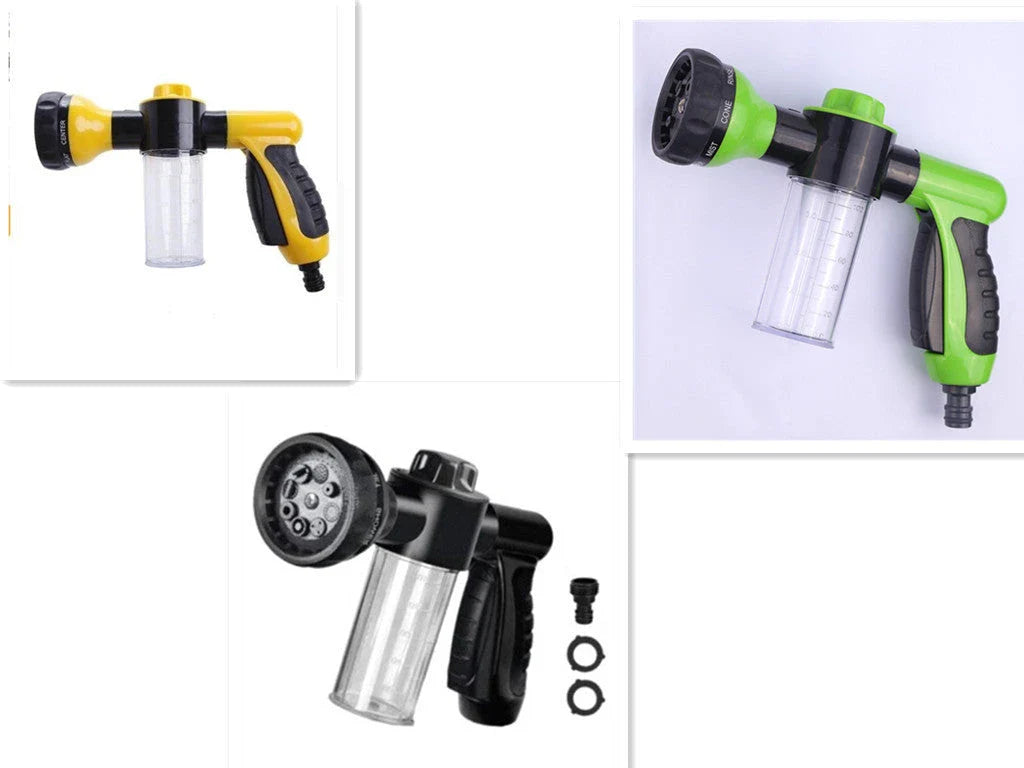 A premium high-pressure automotive foam sprayer with adjustable 8-in-1 spray settings for efficient car washing, garden maintenance, and household cleaning