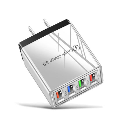 4-Port High-Speed USB Wall Charger with Quick Charge 3.0 Technology for Simultaneous Charging of Multiple Devices