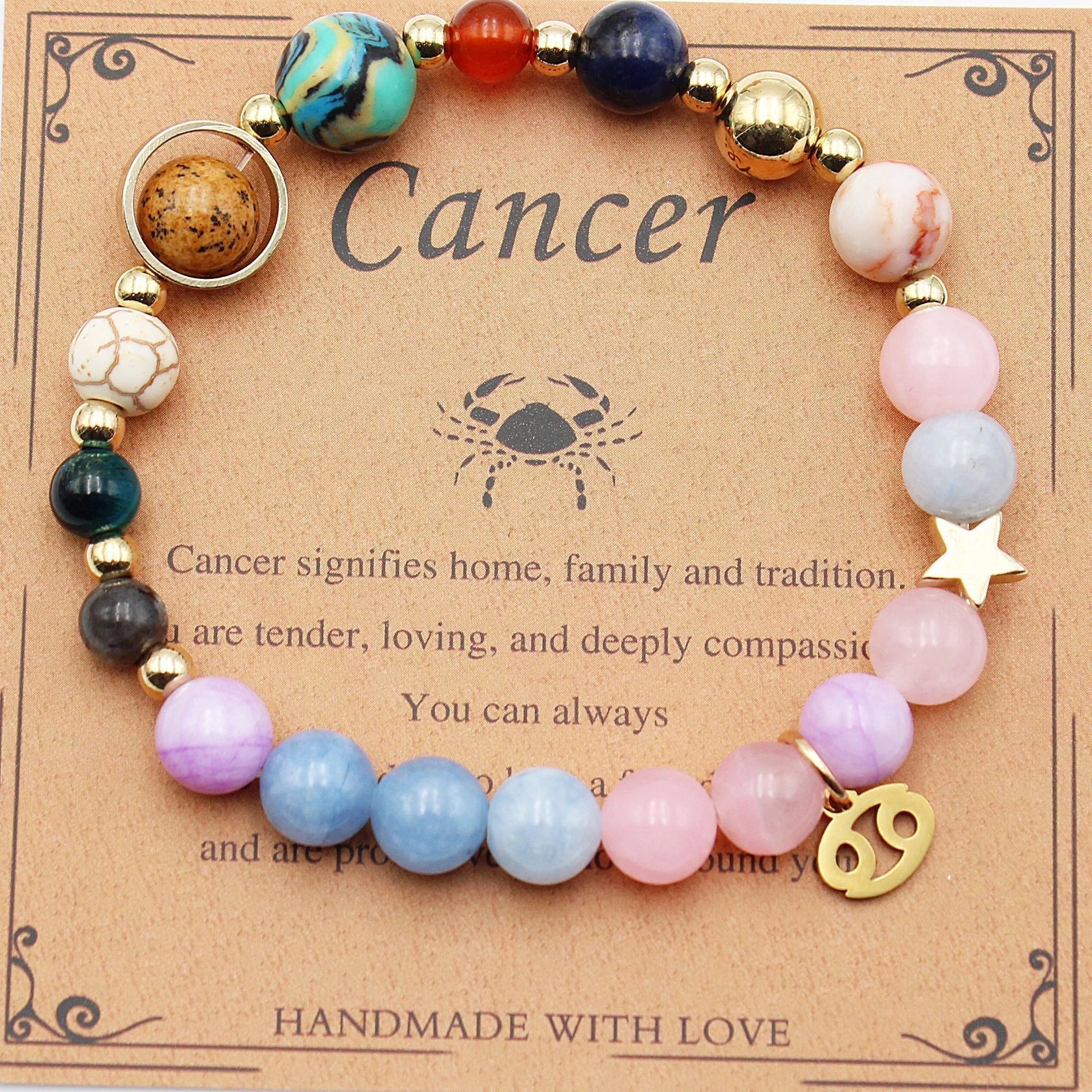 Morgan Stone Beaded Bracelet with twelve constellation designs