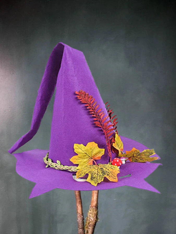 Handmade wool felt witch hat in various colours for Halloween and cosplay